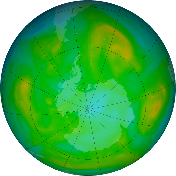 Antarctic ozone map for 03 January 1982